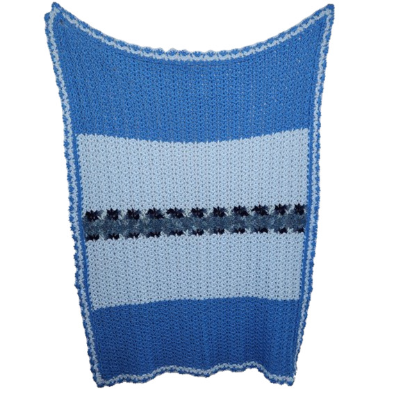 Vintage Blue on Blue Crochet Throw Blanket - Picture 3 of 5